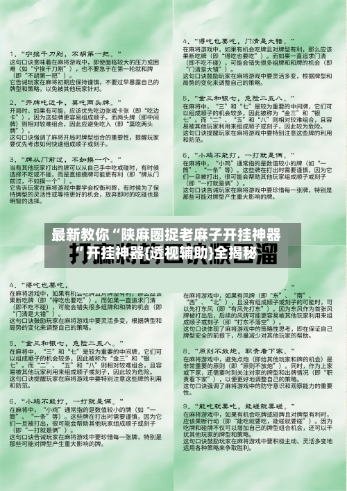 最新教你“陕麻圈捉老麻子开挂神器”开挂神器{透视辅助}全揭秘-第2张图片