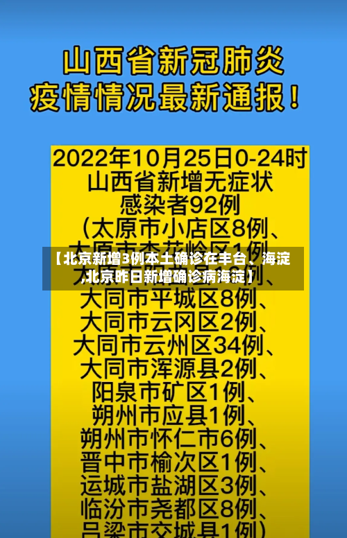 【北京新增3例本土确诊在丰台、海淀,北京昨日新增确诊病海淀】